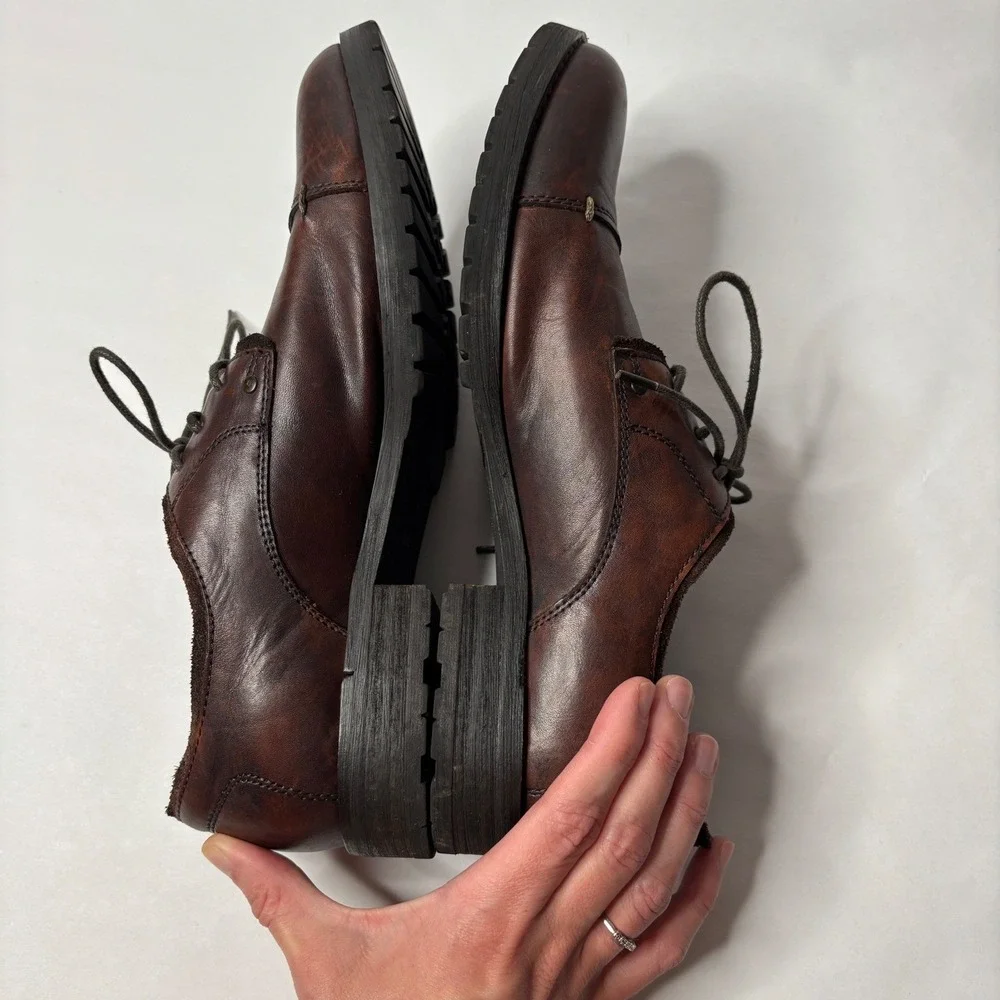 Bed Stu Volstead Mens 8.5 Oxford Cap Toe Brown Leather Dress Shoes Lace‎ Up